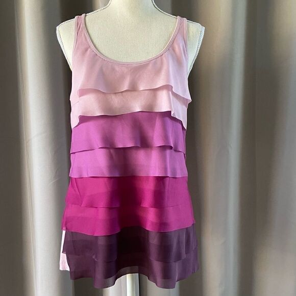 3/$15 Apt 9 Gradient Purple Ruffle Tank Top M - Picture 2 of 6